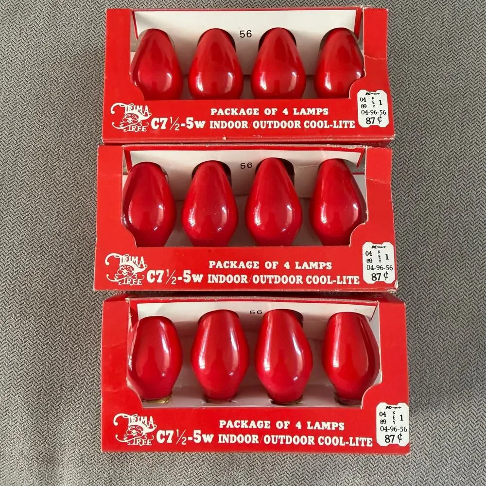 Vintage C7 Christmas Light Replacement Bulbs Cool-Lite Multicolor Lot 72 NOS